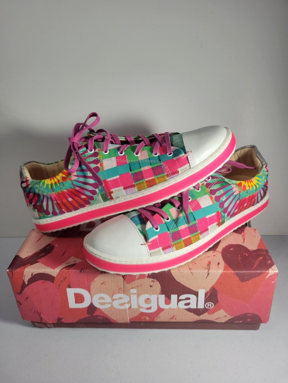 Desigual Patchwork & Tie-Dye Canvas Sneakers Size 40 / US 9